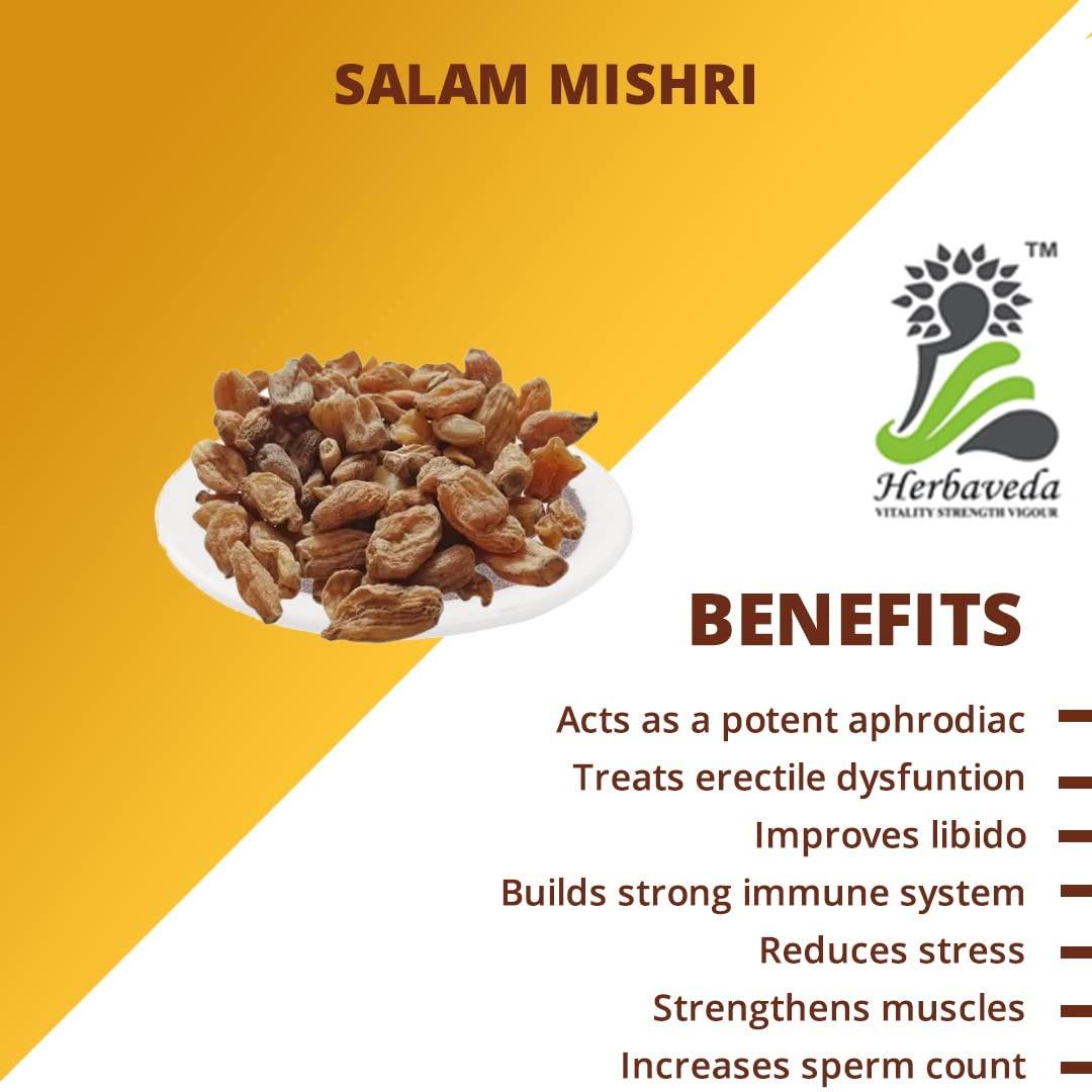LEANBEING Herbaveda- Salam Mishri 100g | Polygonatum Verticillatum | Salabmisri | Salab Mishri | Salmond Sugar | Salab Misri | | Orchis Mascula
