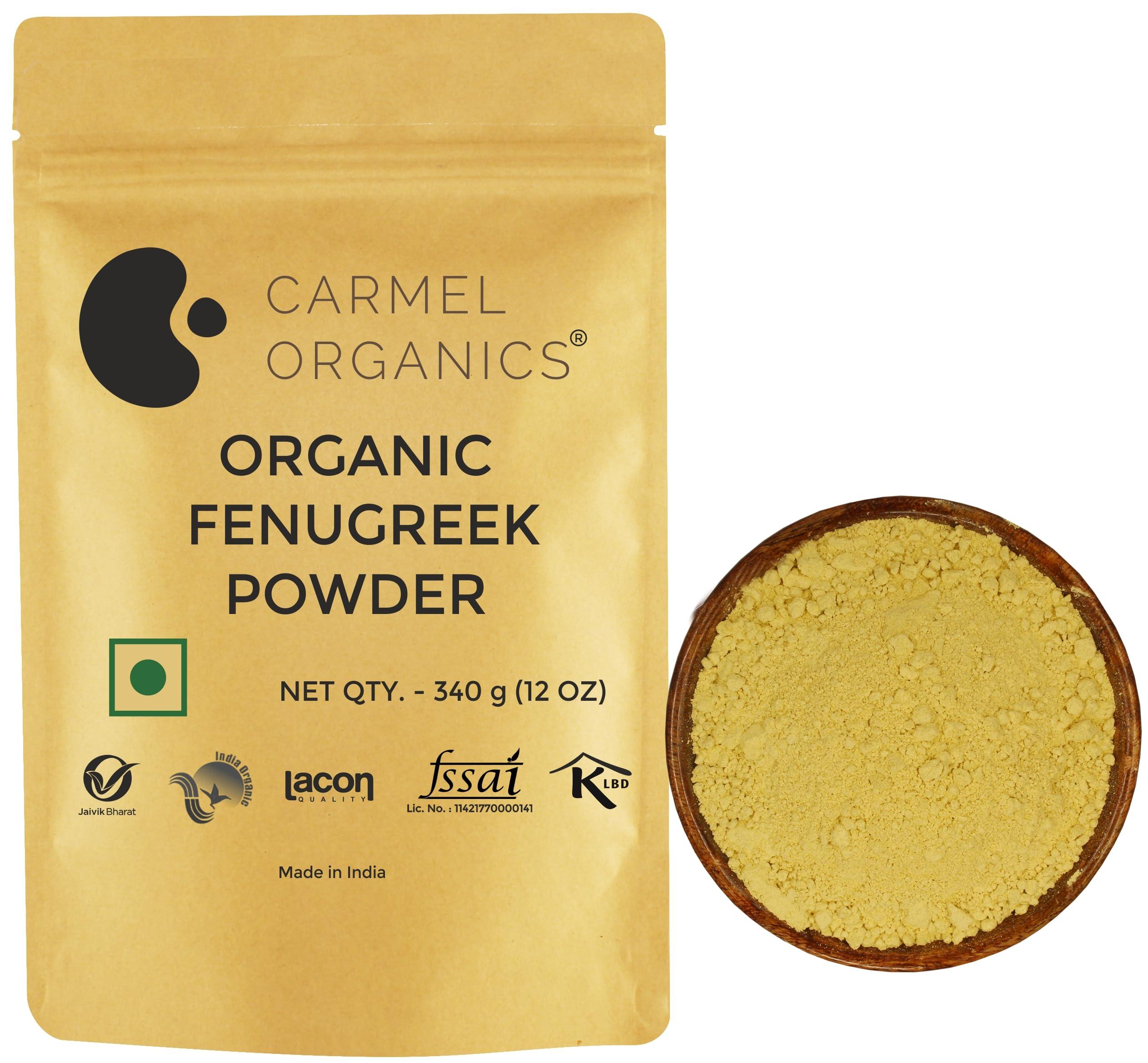 CARMEL ORGANICS CARMEL ORGANICS Fenugreek Seed/Methi Seeds (Powder, 340 Grams) | Trigonella Foenum-Graecum | Used for Your Hair Growth & Health Care | Jaivik Bharat Certified | Menthya,Venthayam,Menthulu Powder