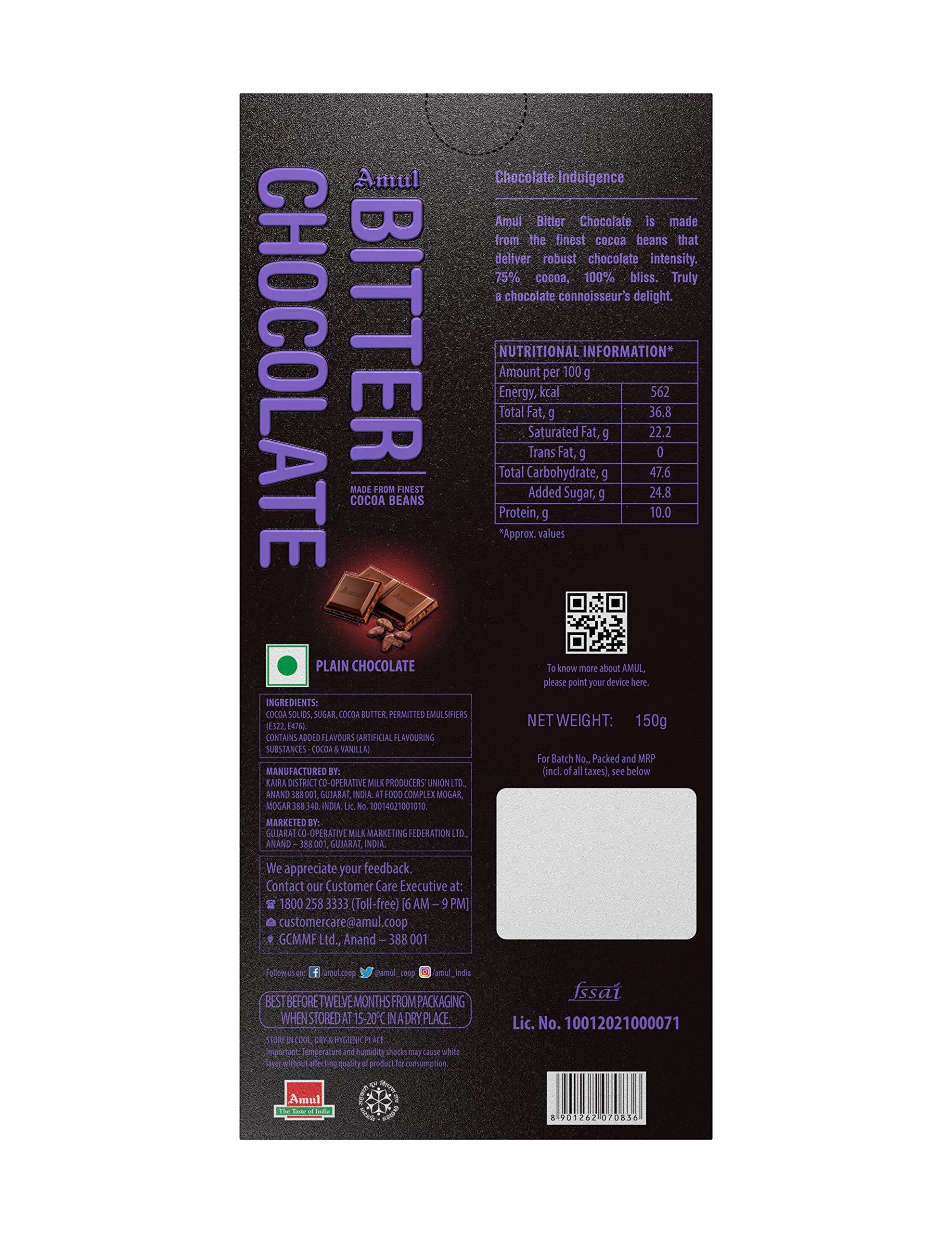 Amul Amul Bitter Chocolate 150 Gm 75% Pack Of 2