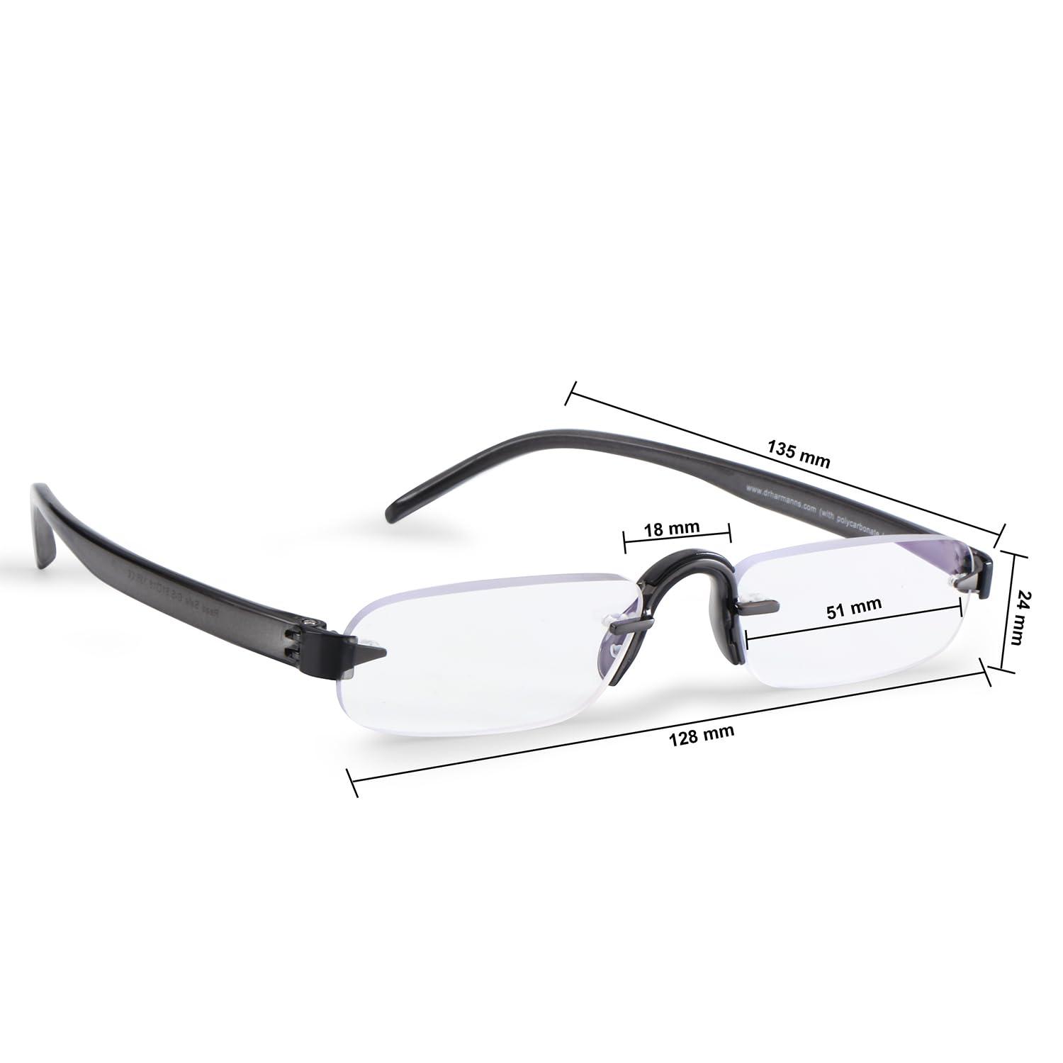 DR. HARMANN\'S READING GLASSES DR.HARMANN\'S READING GLASSES RIMLESS READERS FITTED WITH BLUE BLOCK LENS IN POLYCARBONATE MATERIAL (Model: ReadSafe Grey colour +1.75)