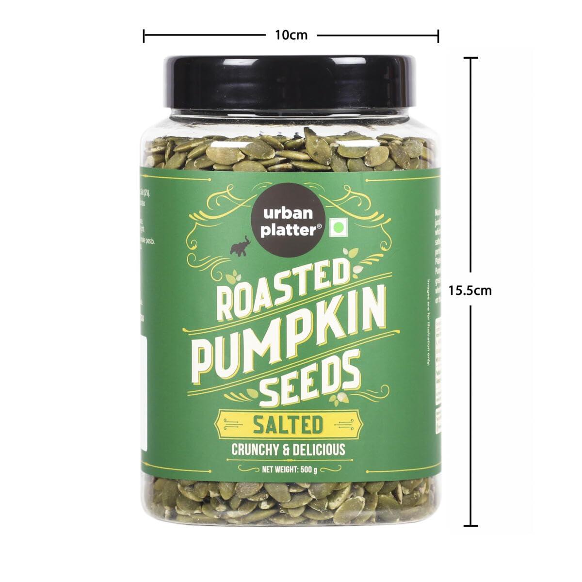 urban platter Urban Platter Roasted & Salted Pumpkin Seeds, 1Kg [Pack of 2 - 500g] (Use in Salads, Trail Mixes, Baked Goods, Granola Bars, Desserts | Source of Protein & Fibre | Keto Diet Friendly | Immunity Booster | Pepitas Seed | Healthy Superfood Snack)