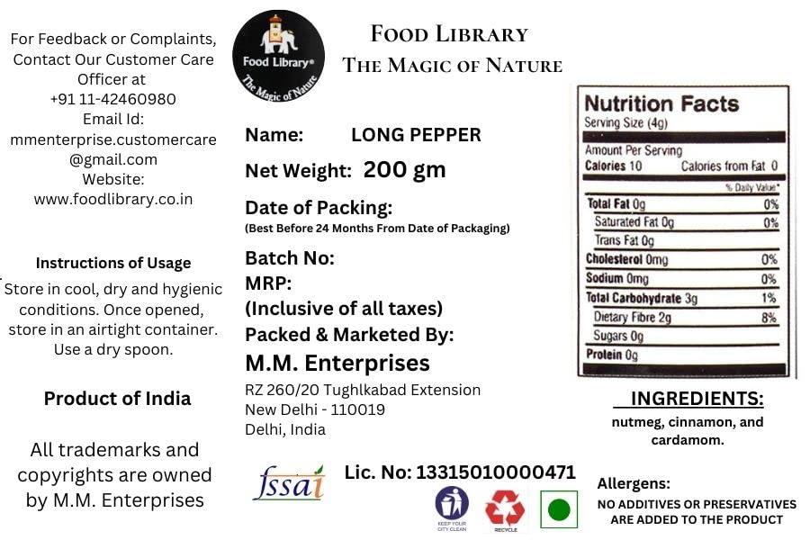 FOOD LIBRARY THE MAGIC OF NATURE Food Library The Magic of Nature Long Pepper (Pipli/ Pippali), 200g