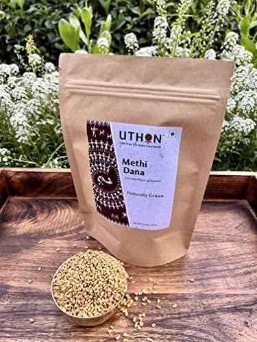 uTHoN Uthon Spices Meethi Dana | Fenugreek Seeds | Methi Dana | Whole Spices | Sabut Masalas | Handpicked And Sun-Dried | Organically Grown | Natural | High Nutrition And Flavor | No Chemicals | (250 Gram)