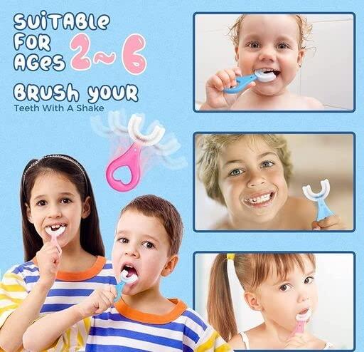 DIBEJI DIBEJI Toothbrush for Kids 3-5 Years Children U Shape Toothbrush Baby Brush Teeth Cleaner Silicone Tooth Brush Head 360 Degree Cleansing Infant Toothbrush (Multicolor)