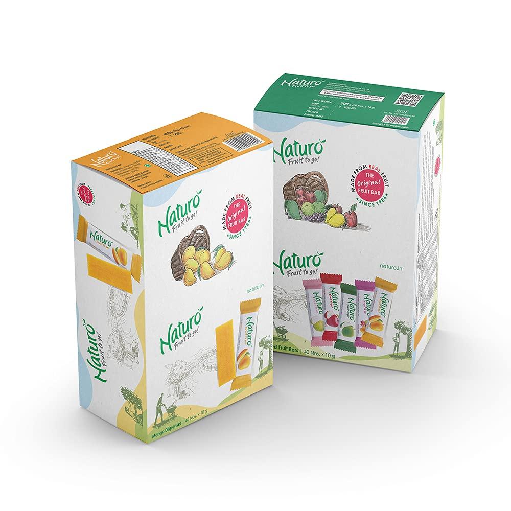 Naturo Naturo Mango & Assorted Fruit Bars, 10 g, 40 Count, 2 Dispenser
