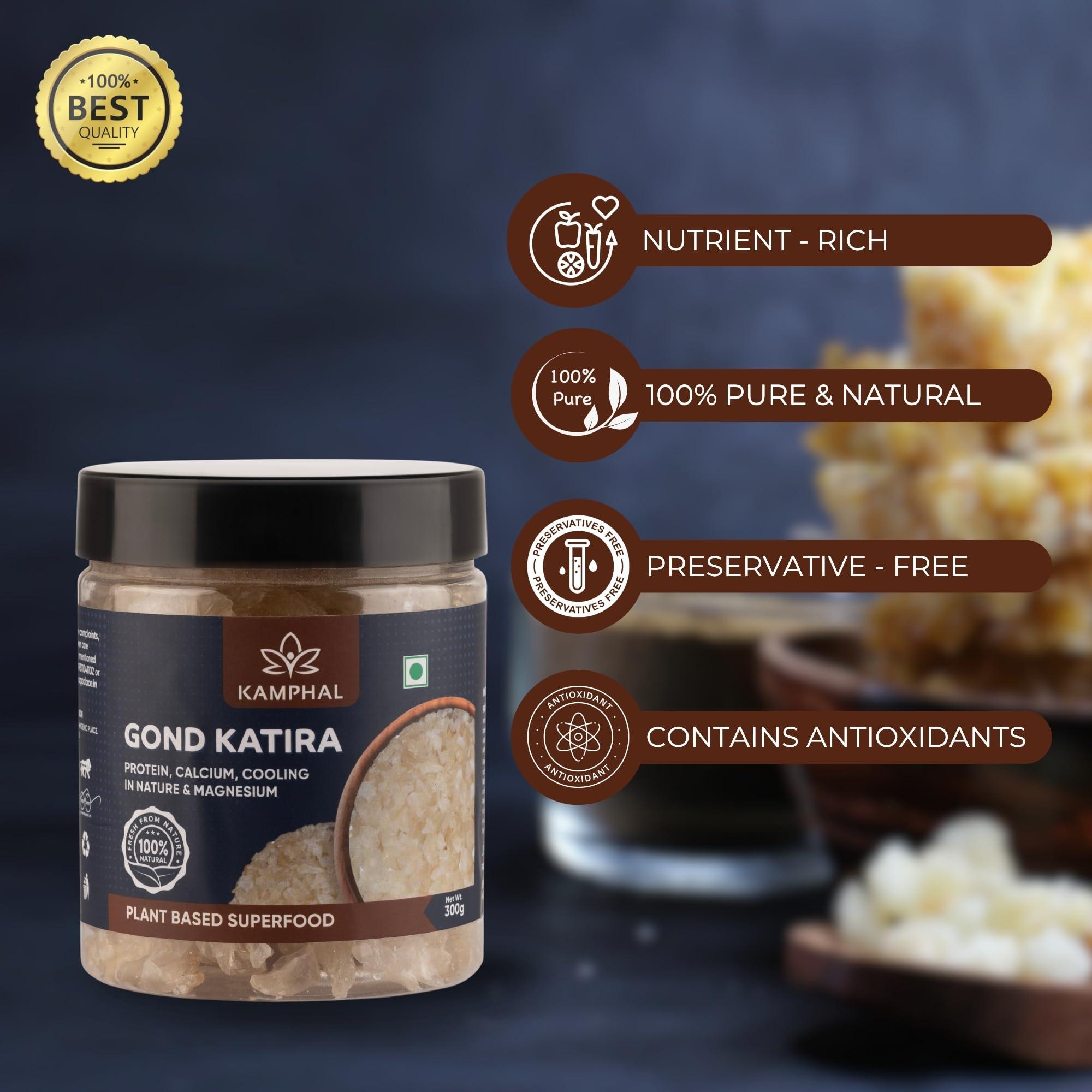 Kamphal Kamphal Gond Katira Pure - 300 Gm | Tragacanth Gum | High Cooling Properties | 100% Natural Superfood Edible Gum