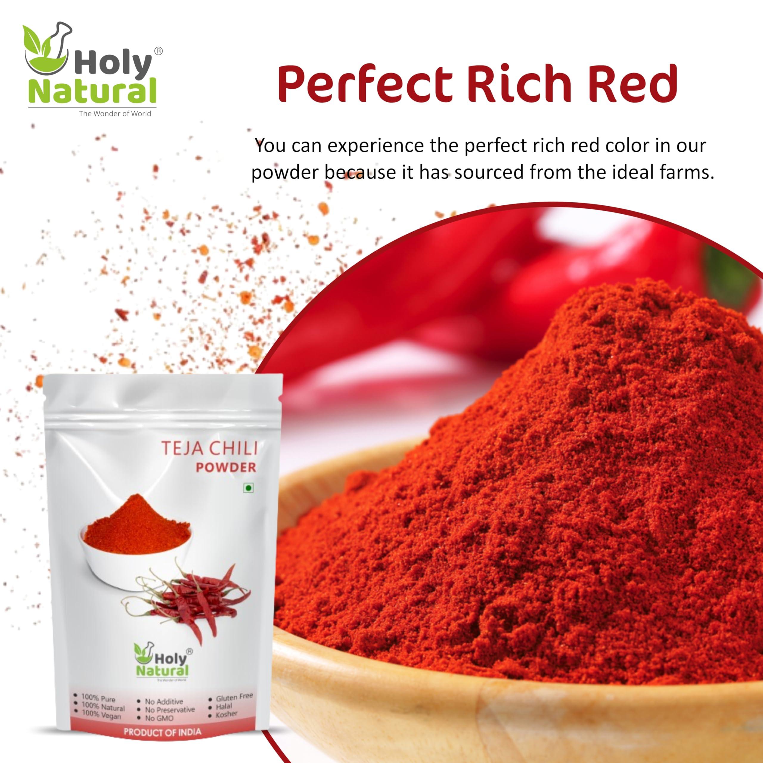 Holy Natural - The Wonder of World Holy Natural Teja Chilli Powder (250 gm), (Lal Mirch), Hot & Spice, Spice & Mild Chilli Powder, Make in Spices Sabji, Dal Tadka, Panjabi & Tandoori Dishes, Delicious &Tasty.