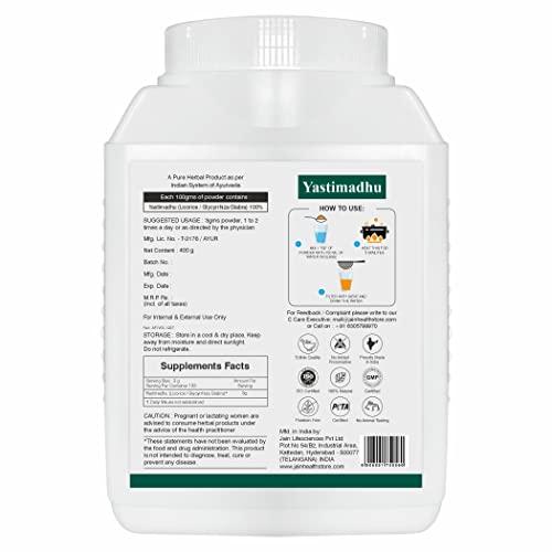 JAIN JAIN Pure Mulethi (Yastimadhu Or Licorice) Powder| Skin Whitening And Lightening - 100% Natural - 400G, All