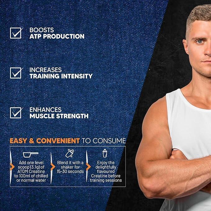 Asitis Nutrition Asitis Nutrition ATOM Creatine Monohydrate 250g - 80 Servings|Dope Free|Enhances Performance|Promotes Muscle Gains,Boosts Strength, powder, 1 count