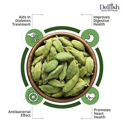Dellish Dellish Green Cardamom 100g (Elaichi), 8mm Bold, Big Size, Whole Cardamom, 100% Natural, No Artificial Color