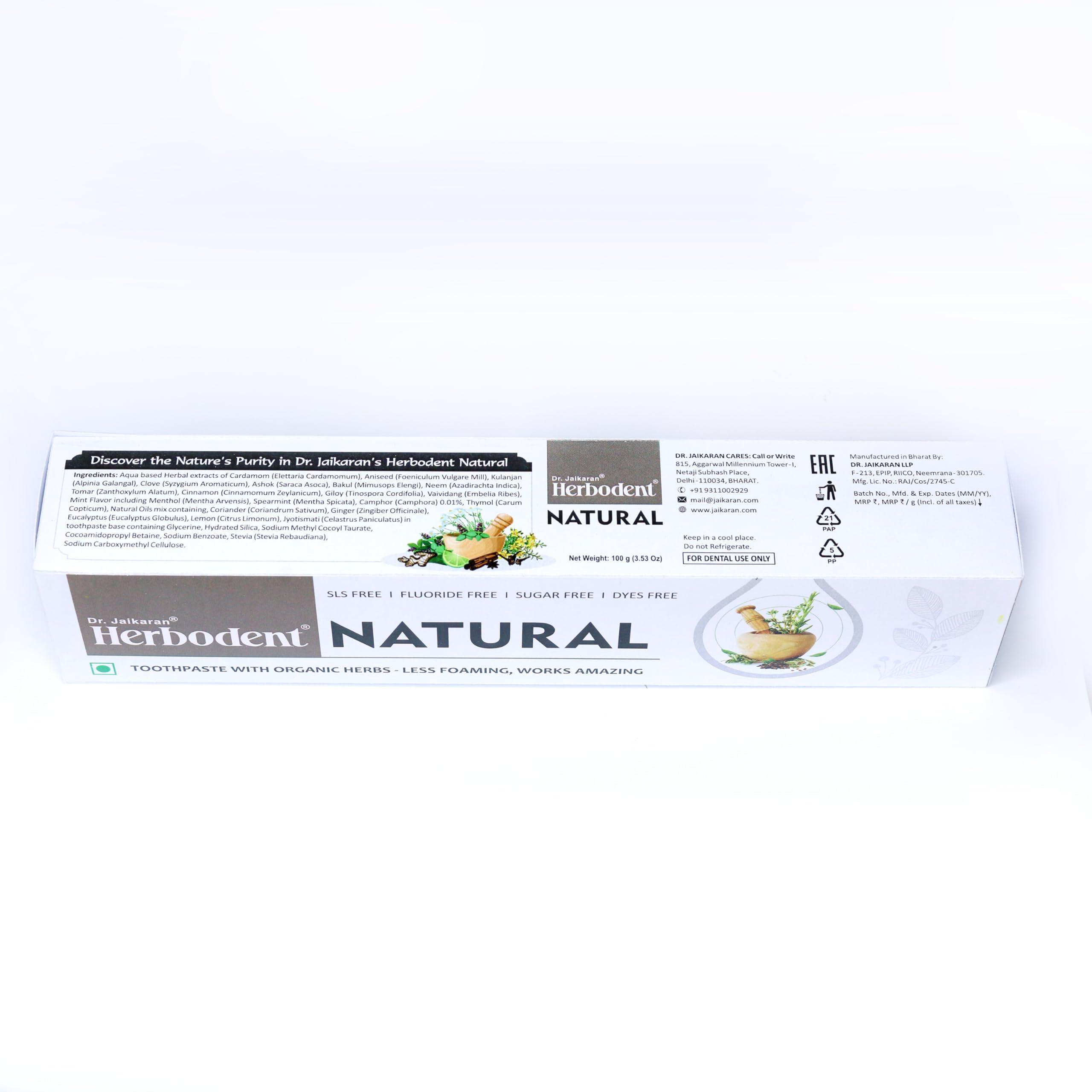 Herbodent Herbodent Natural Toothpaste - 100g Pack of 2 | Less Foaming, Works Amazing | SLS Free | Fluoride Free | Herbal Toothpaste with Neem, Clove & More Herbs