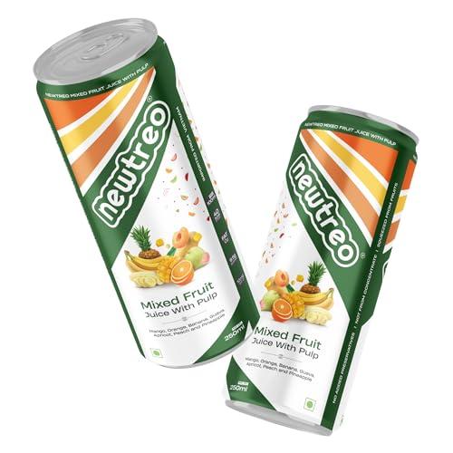 Newtreo Newtreo Mixed Fruit Juice With Pulp | Imported from Vietnam | Mango, Orange, Banana, Guava, Apricot, Peach & Pineapple Juice | 12 x 250ml cans | No Concentrates or preservatives added