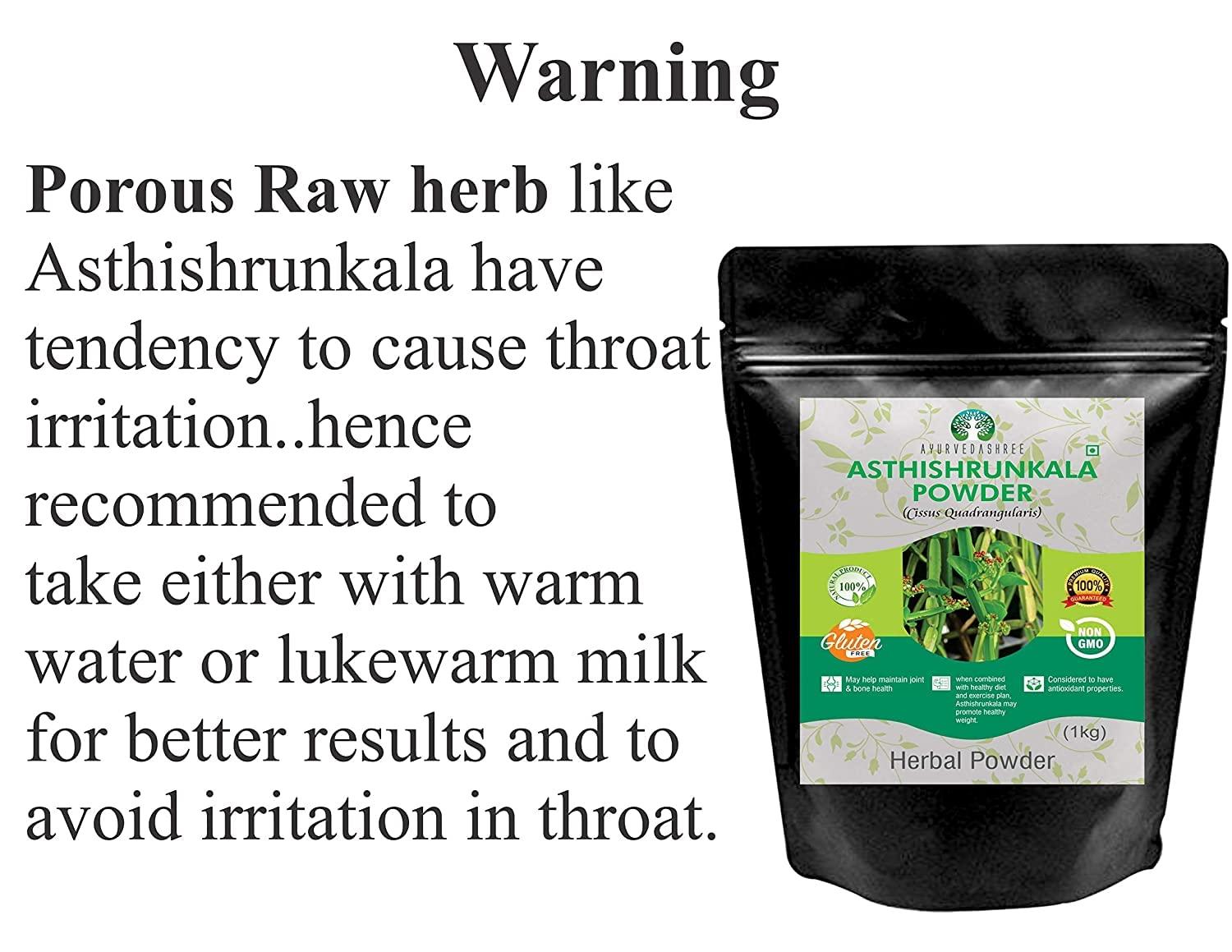Ayurvedashree Asthishrunkala Powder Cissus quadrangularis 1 kg Pack (Cissus quadrangularis) - Hadjod - Cissus Quadrangularis - 1 KG Pack - Non GMO - Gluten Free