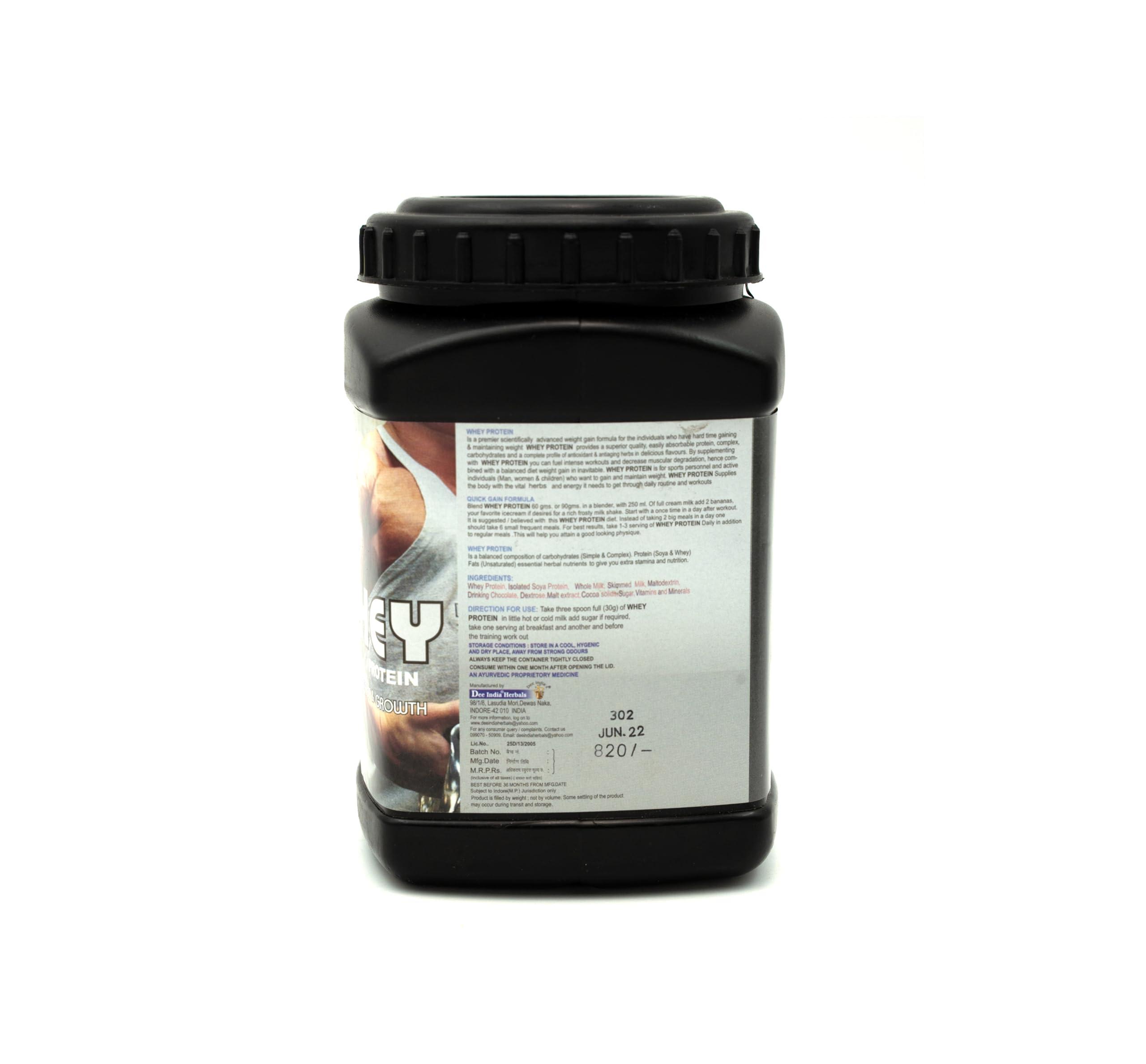 DEE INDIA HERBALS DEE INDIA HERBALS Whey Protein Powder Concentrate Instantized For Mens - Superior Energy & Muscle Growth (Unflavoured) (500gm, Pack of 1)