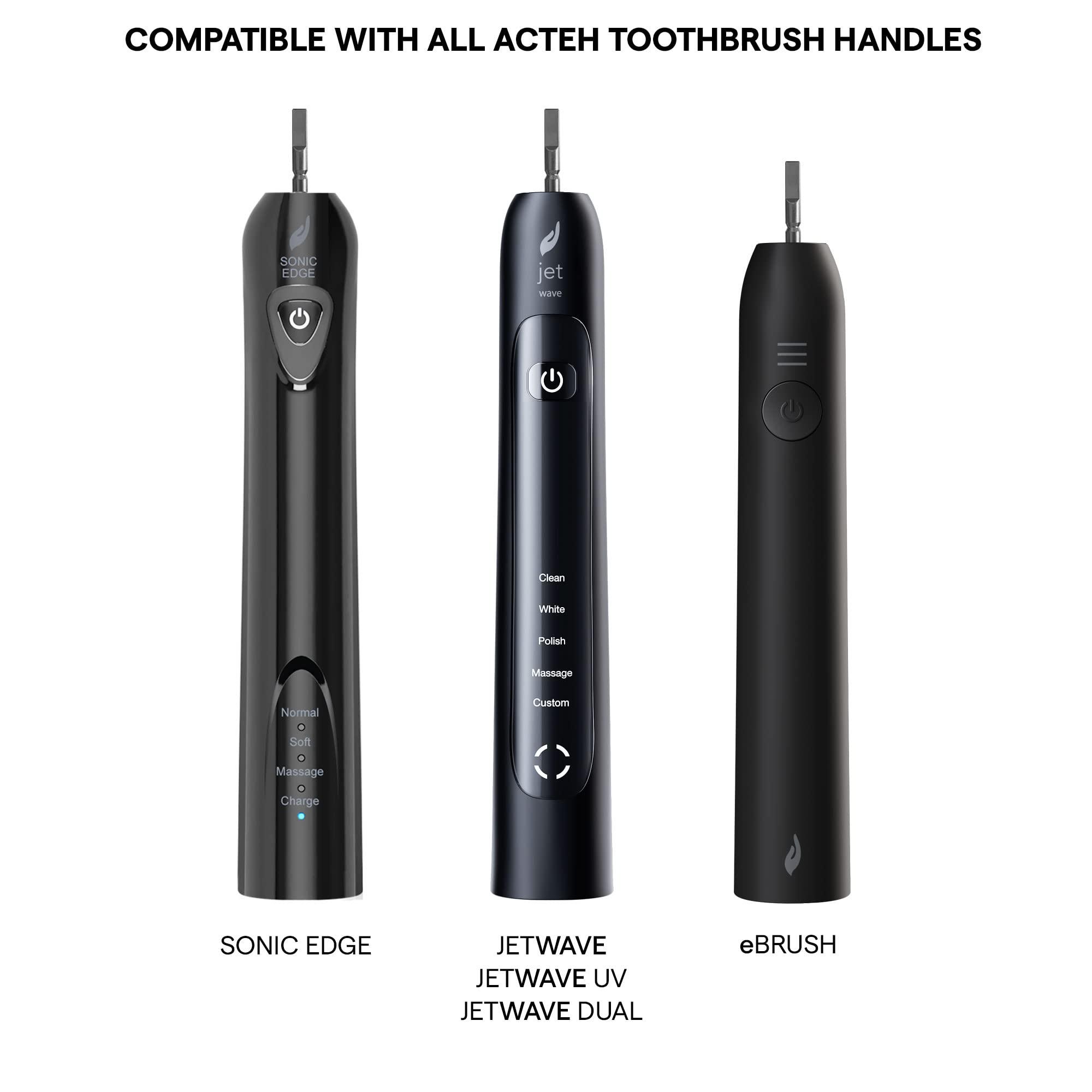 Acteh JetWave Sonic Toothbrush Replacment Brush Heads (2 Black Brush Heads)