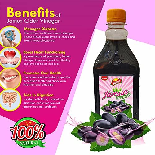 SUNBRAND Sun Brand - Jamun Cider Vinegar | Jamun Ka Sirka | Manages Diabetes | Boost Heart Functioning | Promotes Oral Health | Aids in Digestion | Each Pack Contains- 450 Ml