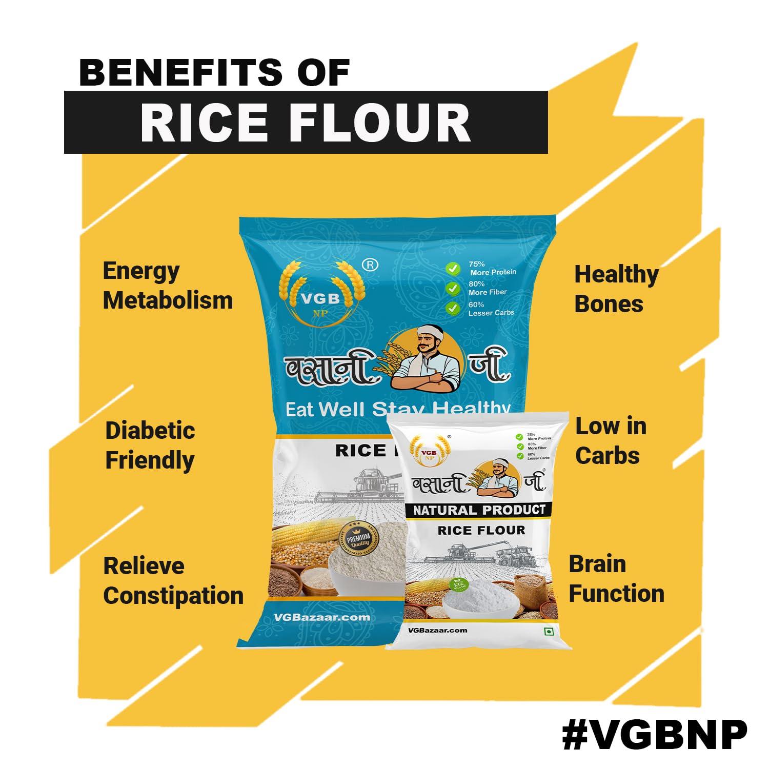 VGBNP VGBNP Rice Flour (Chawal Ka Atta) Pure Rice Powder, Chawal Atta (white rice Flour, Kalimouch rice, Flour idiyappam flour) Healthy Fiber rich Immunity Builder Rice Flour - 10Kg