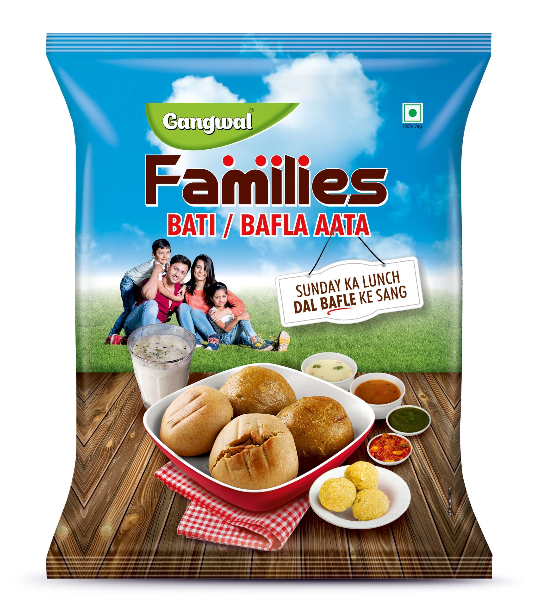 Gangwal Gangwal Families Chakki Fresh Bati/Bafla Atta Instant Mix 1kg | Thick Wheat Flour | Bafla Bati Aata (Pack of 1)