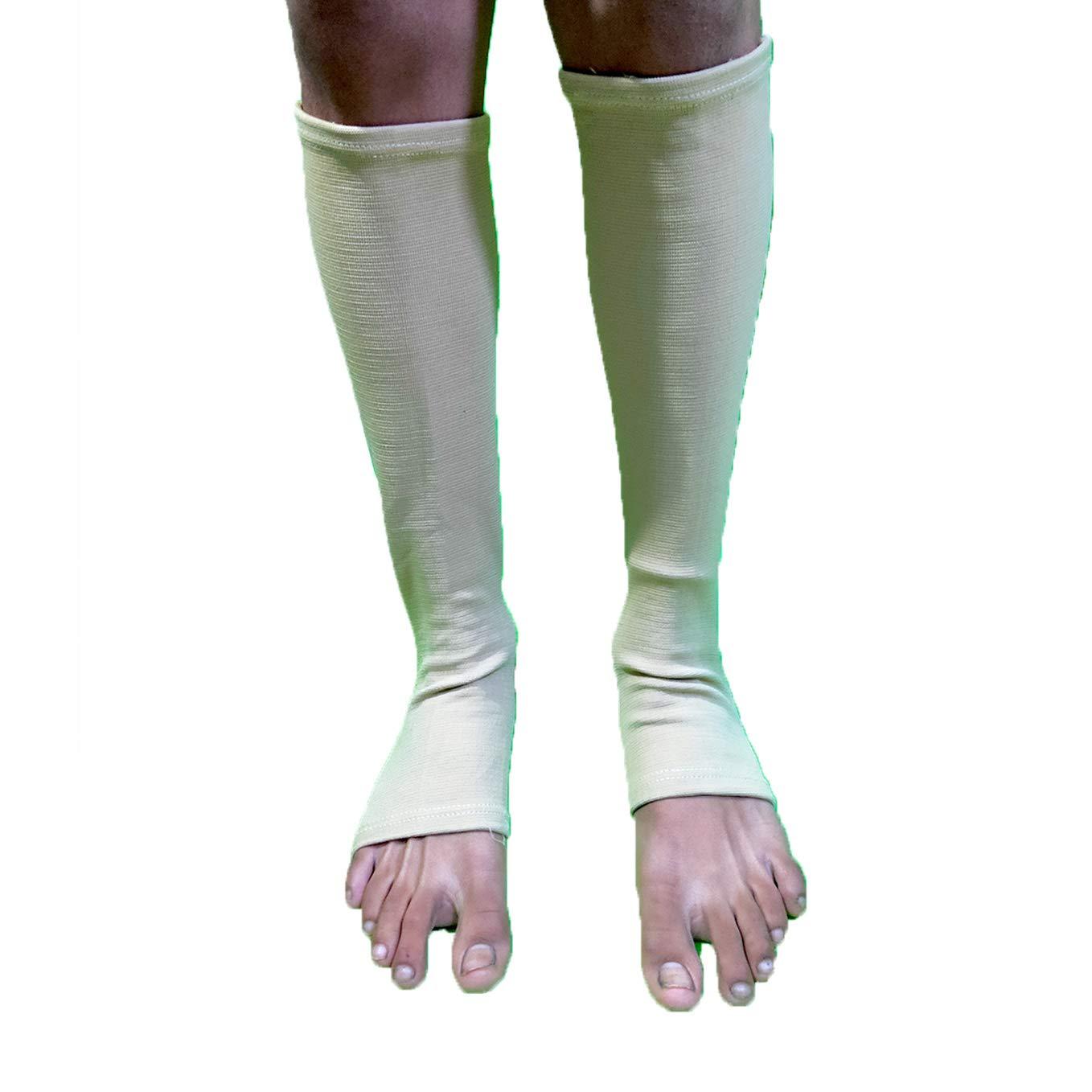 PRAVRAJYA PRAVRAJYA Cotton Compression Stockings Knee Length for Varicose Veins - Beige - M
