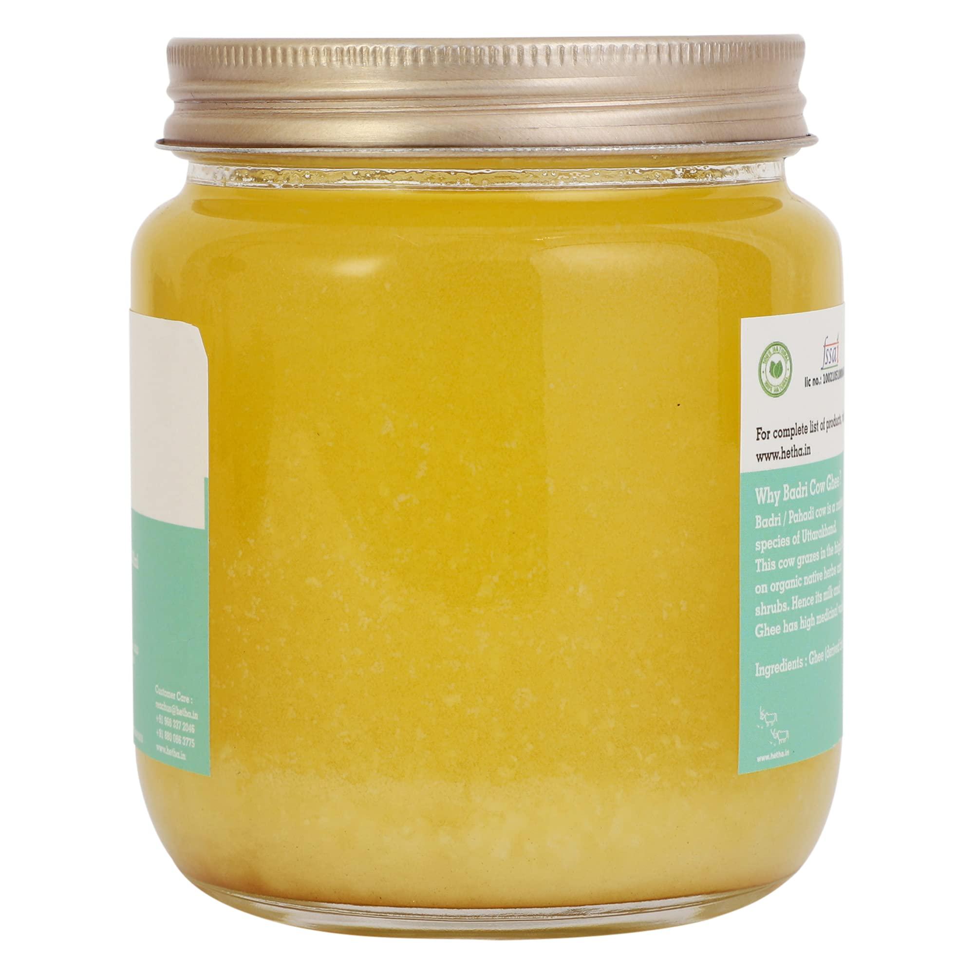 Hetha Hetha Organics Himalayan Pahadi/Badri Desi Cow Bilona A2 Cultured Ghee Made In Brass Utensil (Peetal Kadhai) Single Origin - 500Ml