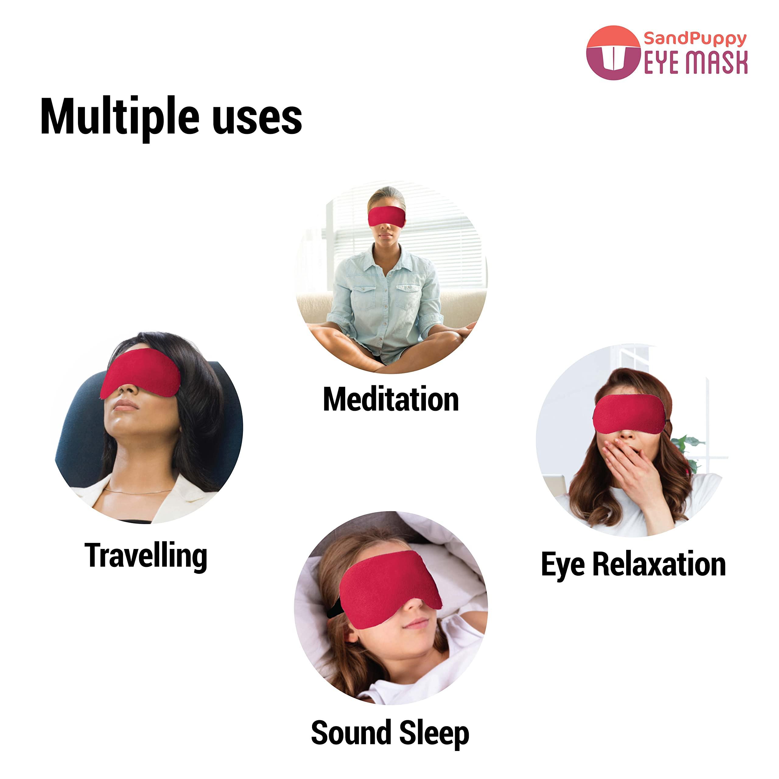 SandPuppy SandPuppy Eyemask - Eye Mask for Sleeping, Meditation, Traveling & Nap Anytime Anywhere | 100% Light Blocking Soft Fleece Fabric material (Coral Red)
