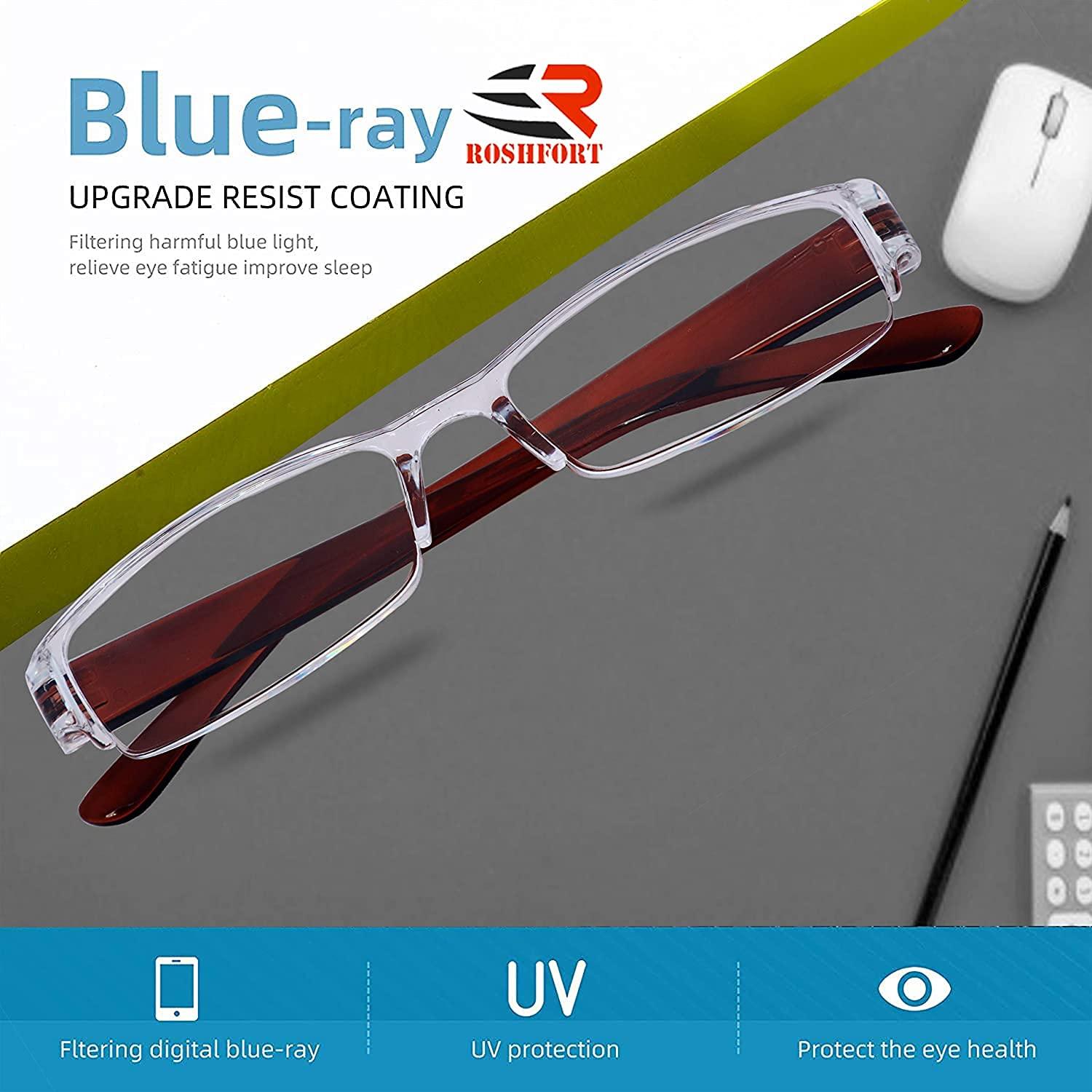 JaniFaoul JaniFaoul Unisex Rectangular Reading Glasses for omen men Trendy Readers Light Filtering Glasses (Brown, 1.5)