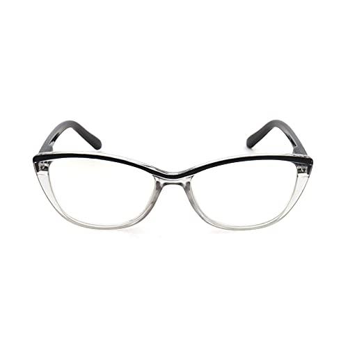 TIZIANO TIZIANO New Age Reading Glasses with Spring Hinge (Model: 205142 Transparent Crystal with Black Sides +1.25 with Cat Eye shape)