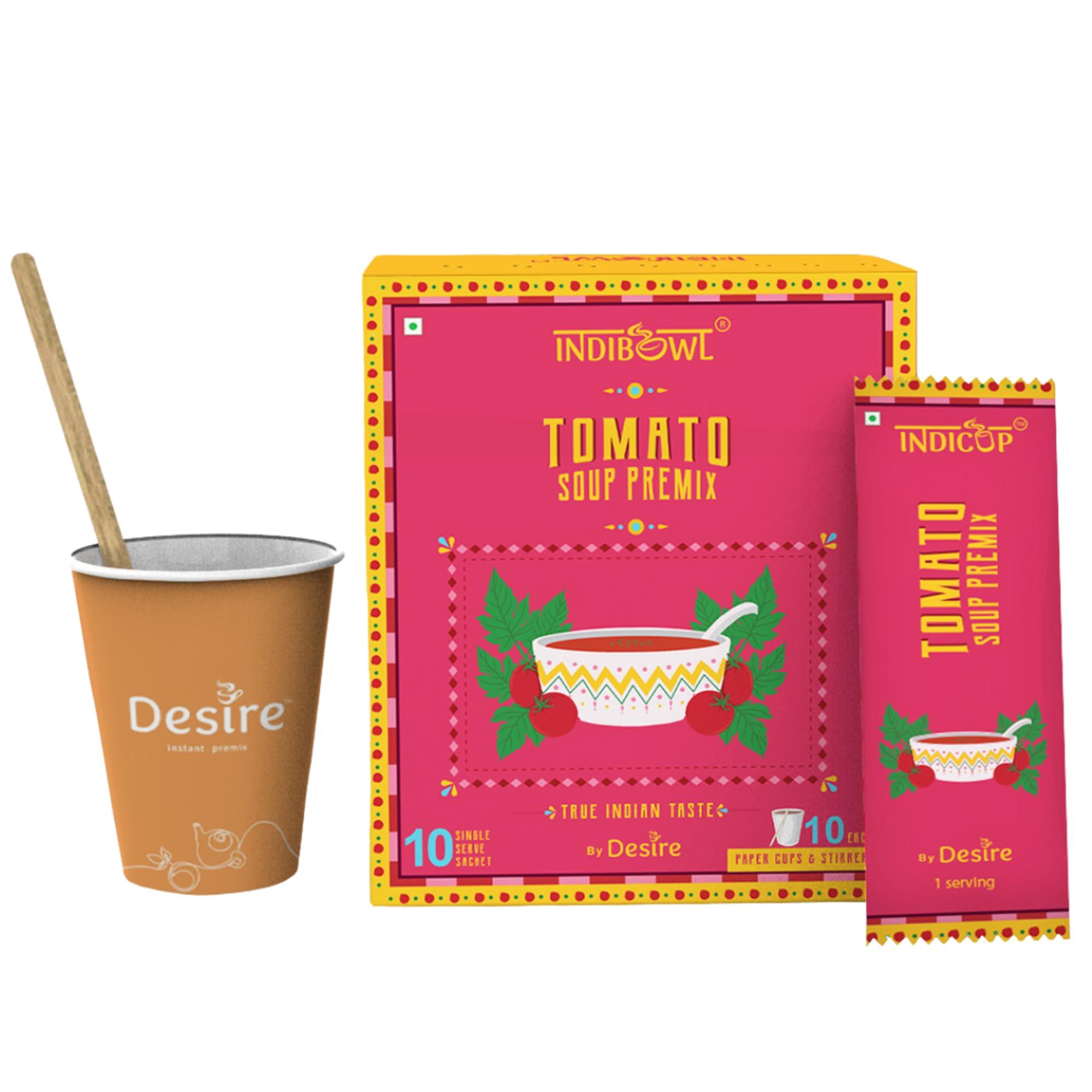 INDICUP Indicup Tomato Soup Instant Premix , Pack of 1- 10 sachets, Instant soup premix, Refreshing taste,