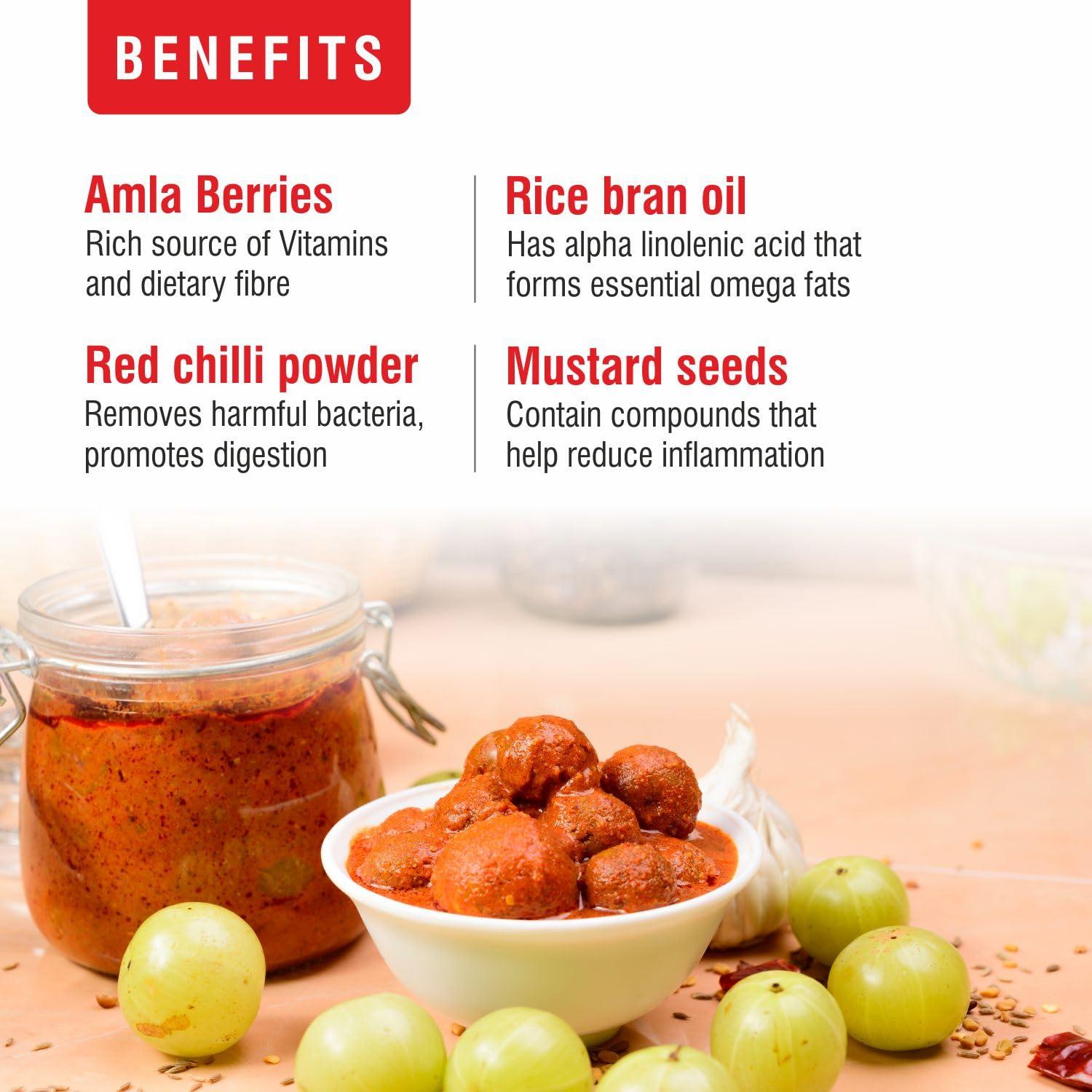 Priya Priya Amla Pickle With Garlic,300G-Authentic Telugu Style Amla Achar|Traditional South Indian Taste|Homemade Andhra Pickles|Tangy Taste|With Amla Berries,Tamarind Paste&Mixed Spices|Glass Jar