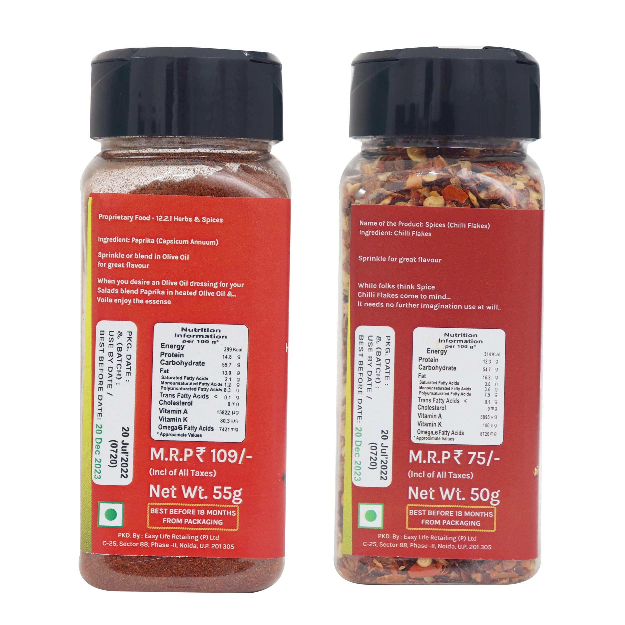 Easy Life Easy Life Combo of Chilli Flakes 65g and Sweet Paprika 70g