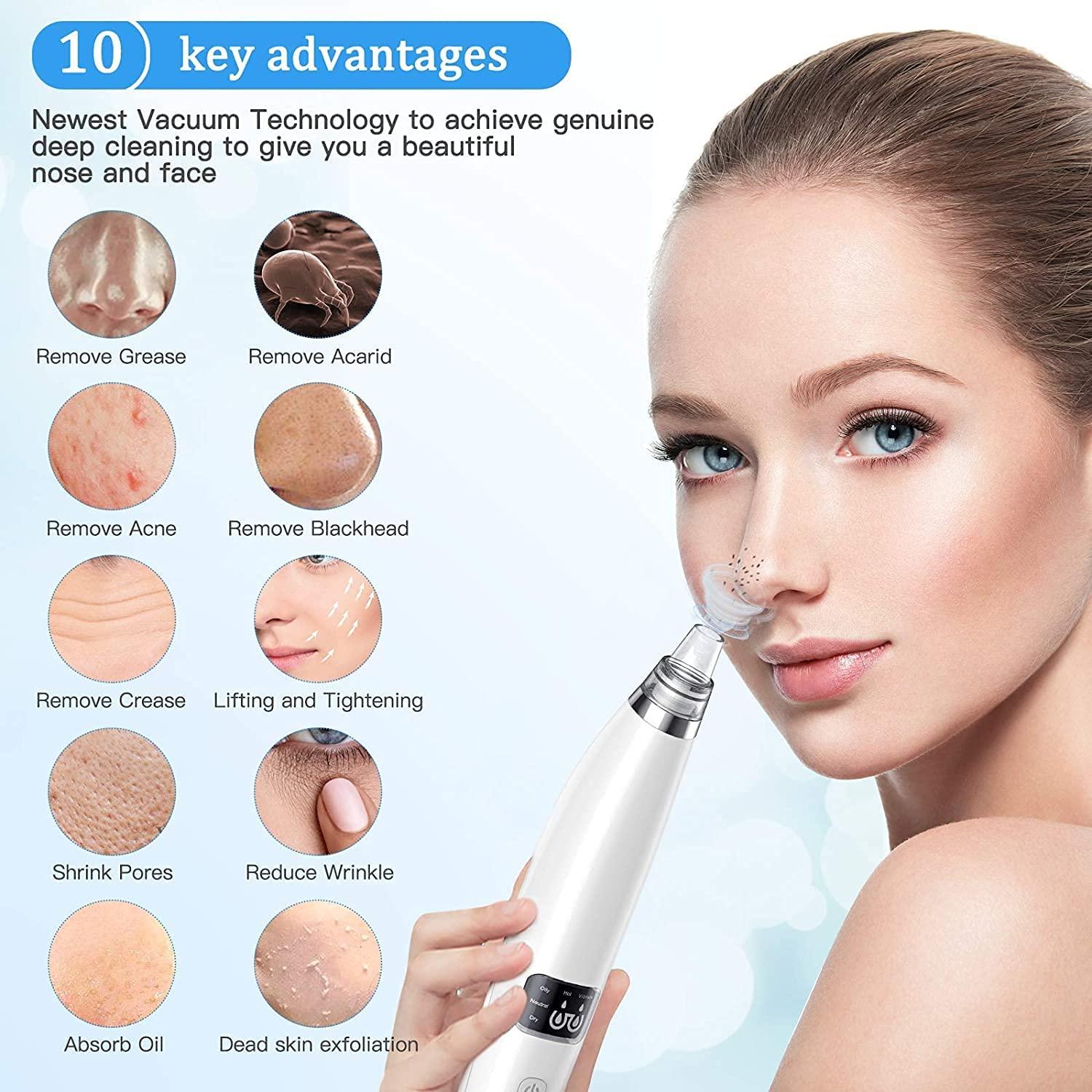 Ghime Ghime Pedicure Kit and Foot Scraper Electric Callus Remover with Blackhead Remover Detector Instrument Rechargeable With 6 Nozzles - Multicolor