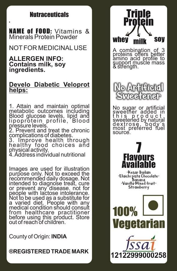 DEVELO Develo Diabetic Protein Powder Sugar Free Nutrition for diabetes Care - 2kg (Pack of 2) Kesar Badam