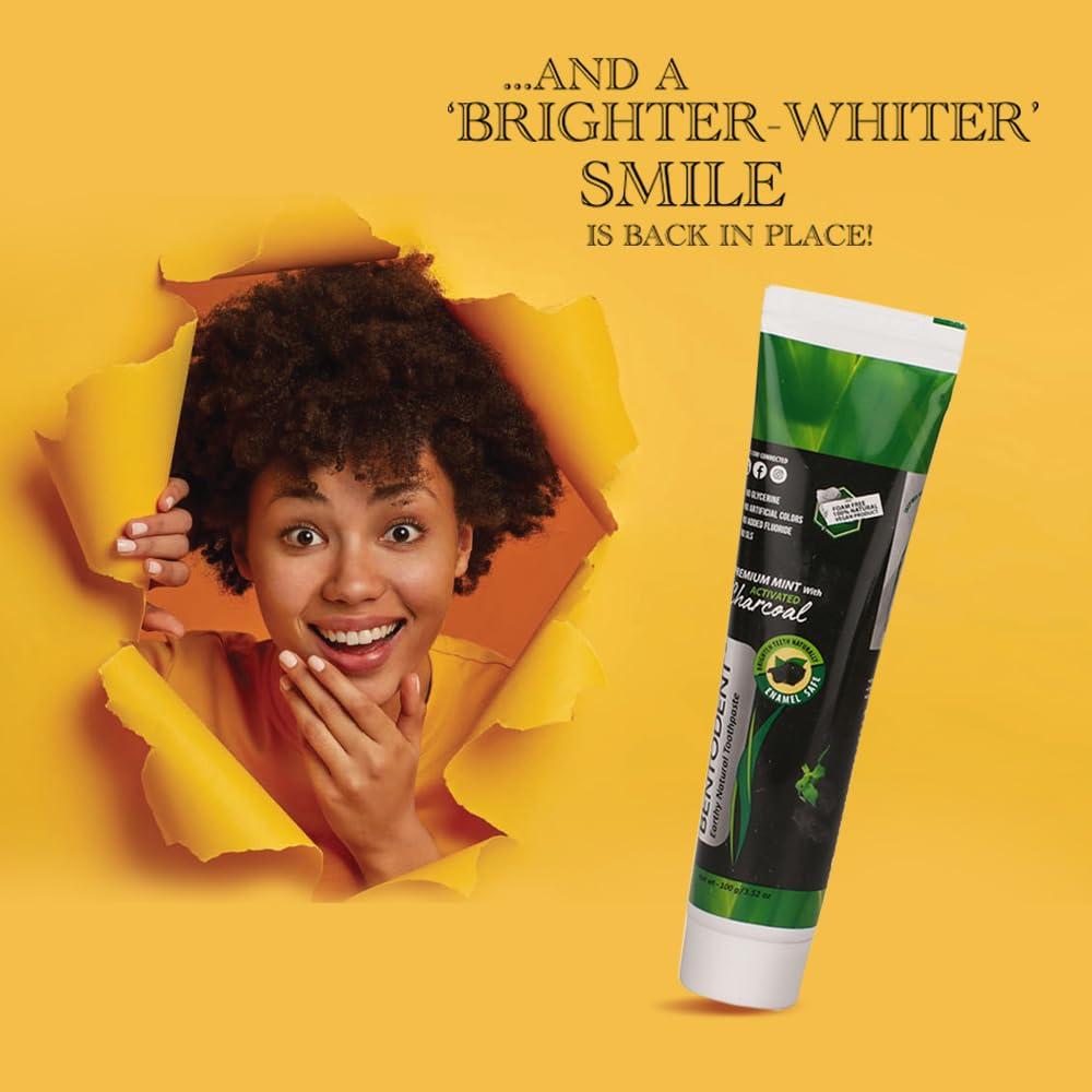 BENTODENT TOOTHPASTE Bentodent toothpaste - Teeth Whitening Products | Activated Charcoal Mint Teeth Whitening Toothpaste | Enamel Safe, Natural | Foam free, Fluoride Free - (Pack of 2 Teeth Whitening Products)