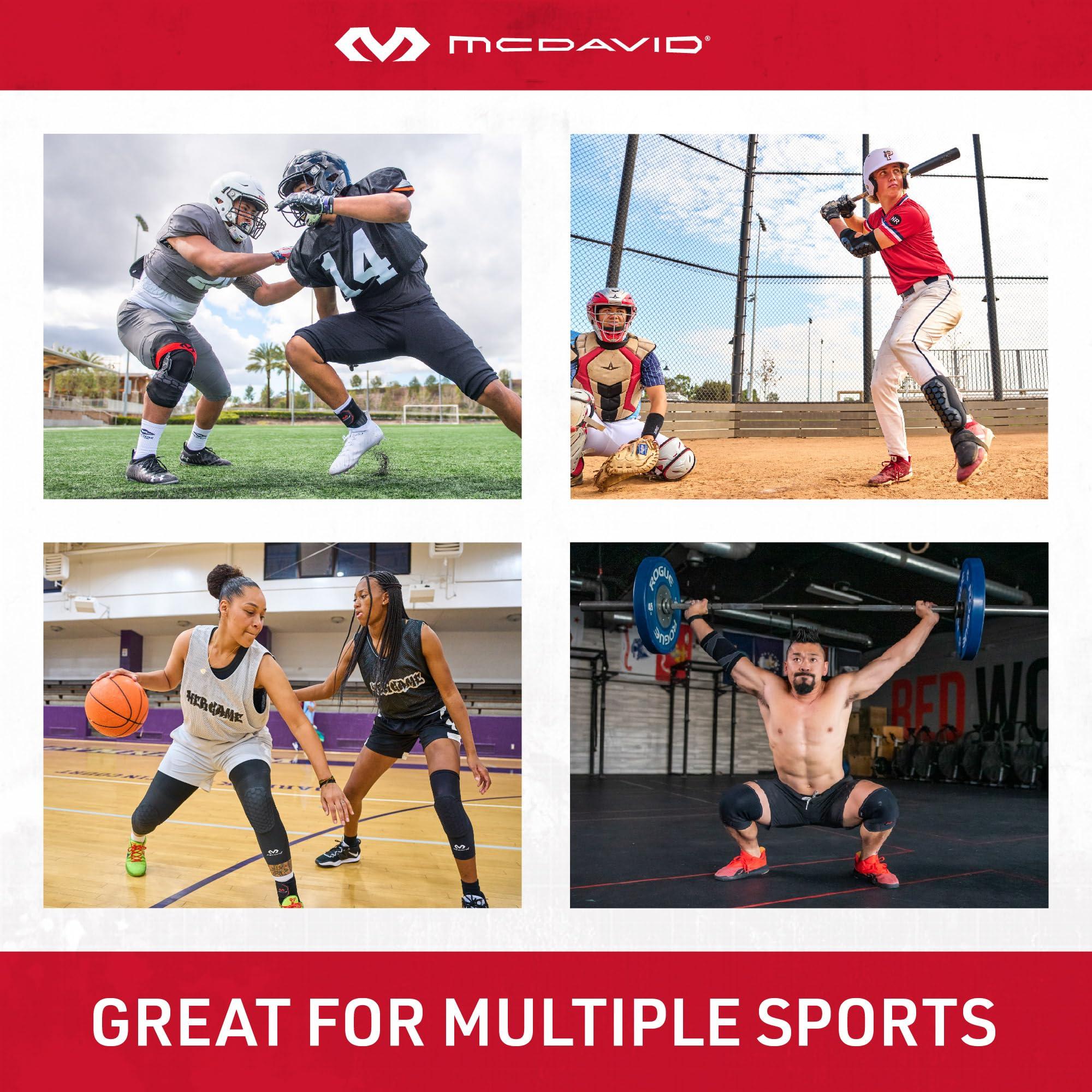 McDavid (YOUTH: YOUTH- ONE SIZE, BLACK) - Knee Compression Sleeves: McDavid Hex Knee Pads Compression Leg Sleeve for Basketball, Volleyball, Weightlifting, and More - Pair of Sleeves