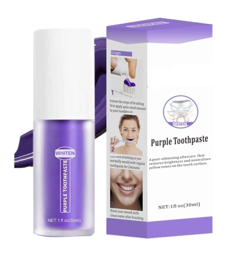 P S ASSOCIATES P S ASSOCIATES Purple Toothpaste for Teeth Whitening, Purple Toothpaste, Colour Corrector, Teeth Whitening Brightening, Purple Whitening Toothpaste - Enamel-Friendly Formula for a Dazzling Smile (30ML)
