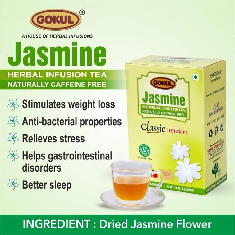 GOKUL Gokul Herbal Infusion Jasmine Tea Bags 20, Chamomile Tea Bags 20, Saffron Rich 100G Gift Pack