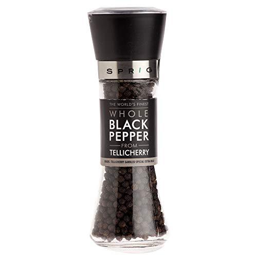S P R I G Sprig World’s Finest Black Pepper | Tellicherry Black Peppercorns | Black Pepper for Cooking,Seasoning & Finishing|No artificial flavors or colours |100% Natural |High Grade Pepper Grinder Mill,100g