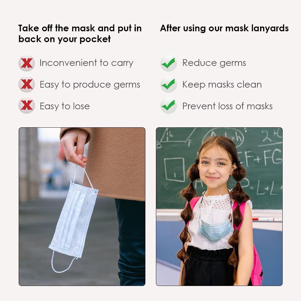 Flocovers Face Mask Lanyards, Mask Holder Adjustable Mask Lanyard for Women Men Kids, Child, Small