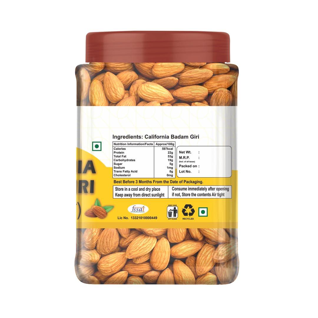 ZAYA DRYFRUITS Zaya Dryfruits Premium American Almonds |100% Pure Natural Crunchy Badam Giri | Nuts & Dry Fruits | Healthy Snacks |Dry Fruit Gift Pack (500 gm)