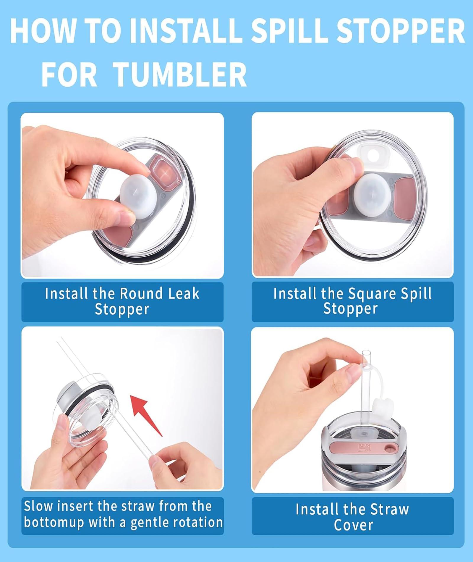 NUDFSY 6 Pcs Stanley Cup Accessories, Spill Stopper Set for Straw cover2.0, Food Grade Straw Cover Cap, Accessories Including Straw Cap, Fix Leak Stopper and Lid Spill Plug.