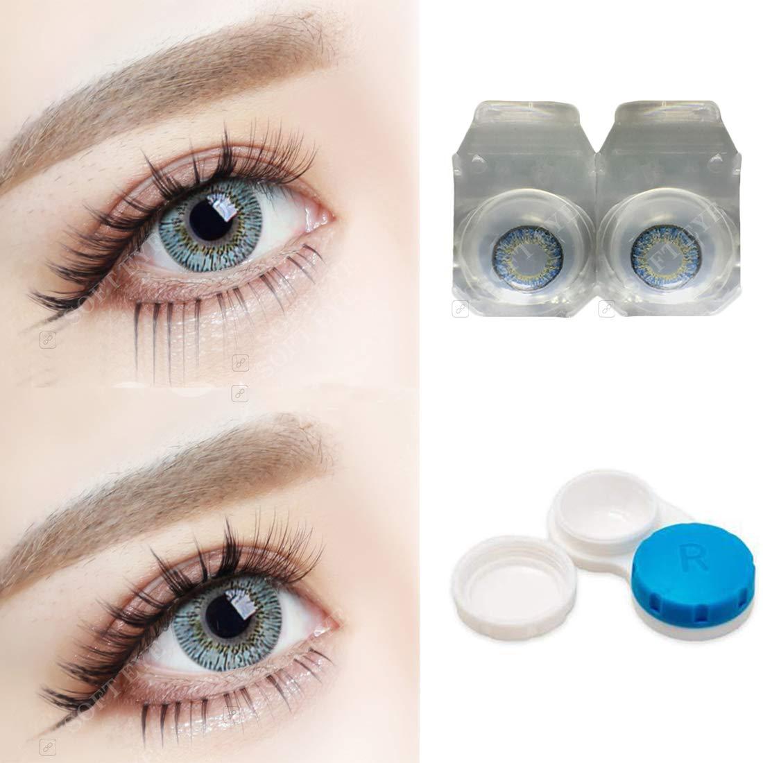 SOFT EYE Soft Eye Sky Blue Monthly Zero Power Monthly Contact Lens 1 Pair With Lens Storage Box