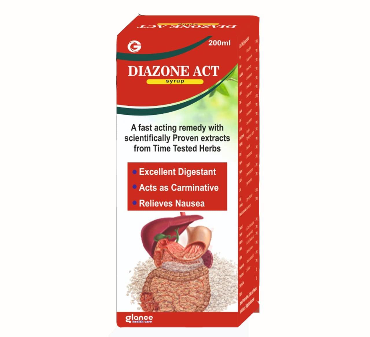 Glance Health Care DIAZONE ACT SYRUP Digestive Health & Acidity | 200 ML