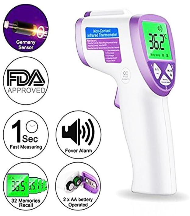 MCP YASEE Forehead Non-Contact Infrared Thermometer for Kids, Adults, and Baby Support with Digital Instant Read, Fever, Alarm, Memory Function, and Large LED Display (JA-11A)