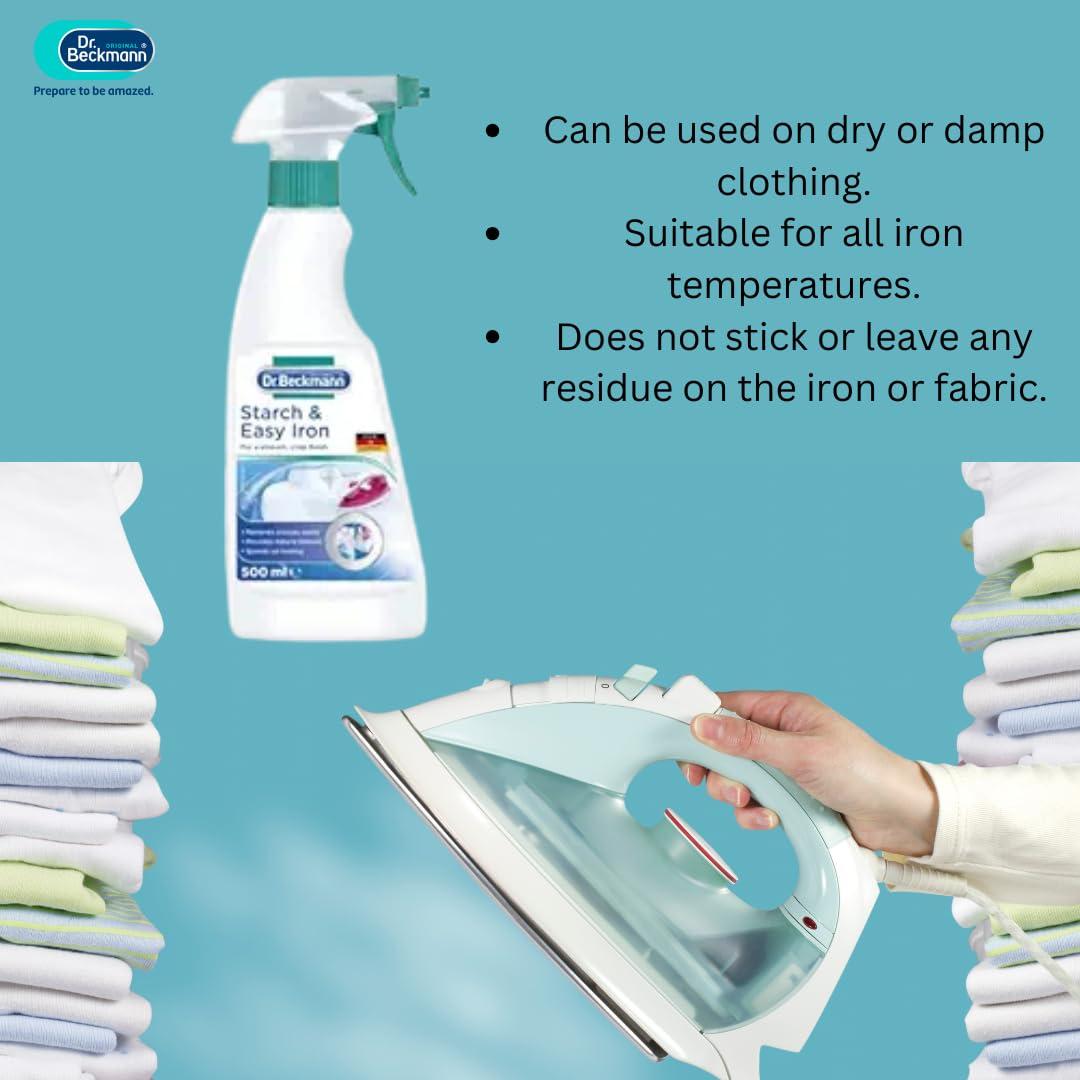 Dr Beckmann Dr. Beckmann Starch & Easy Iron 500ml | Iron Spray for a Smooth, Crisp Finish | Removes Creases Easily & Speeds Up Ironing | Starch Spray for Cloths | Wrinkle free instantly | Pack of 3