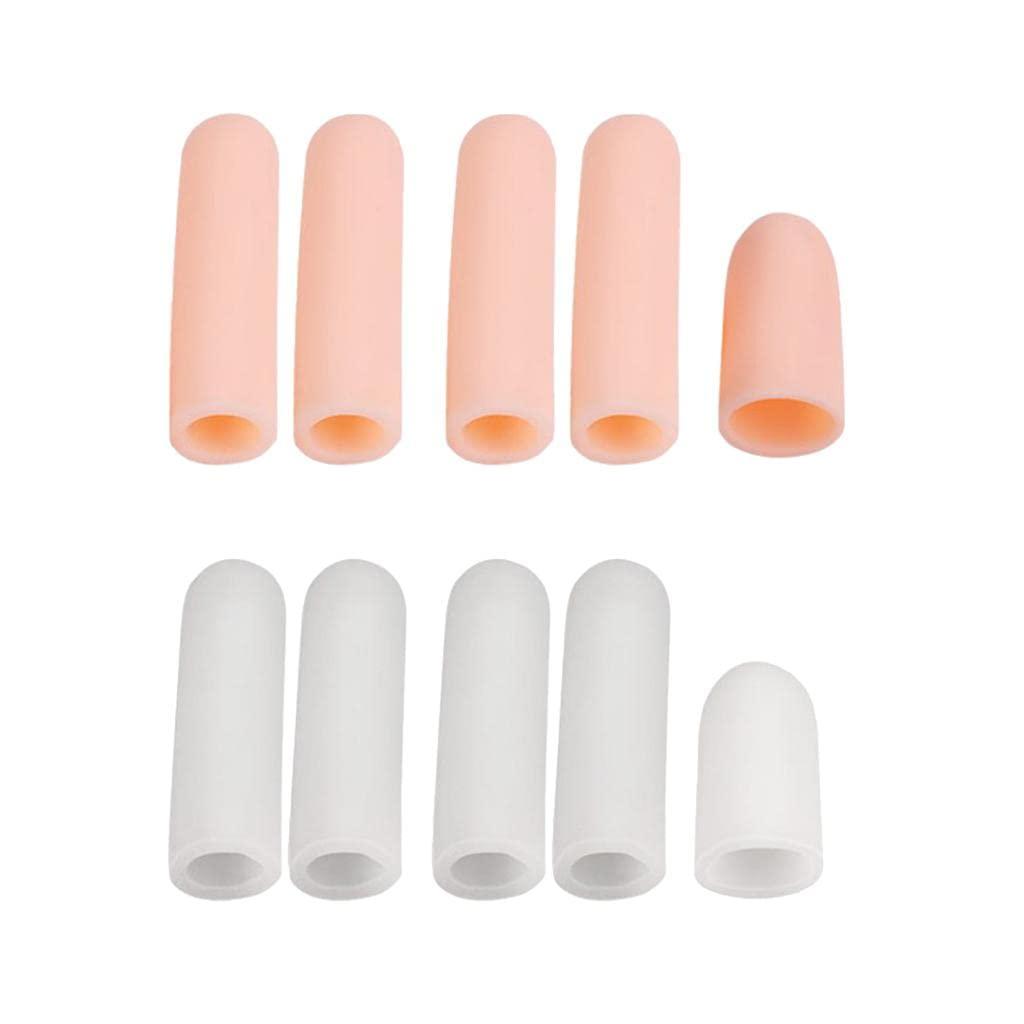 T.O.G. T.O.G. 10Pcs Thumb Protectors Splint Gel Finger Sleeves Caps Cover Tube Skin+White