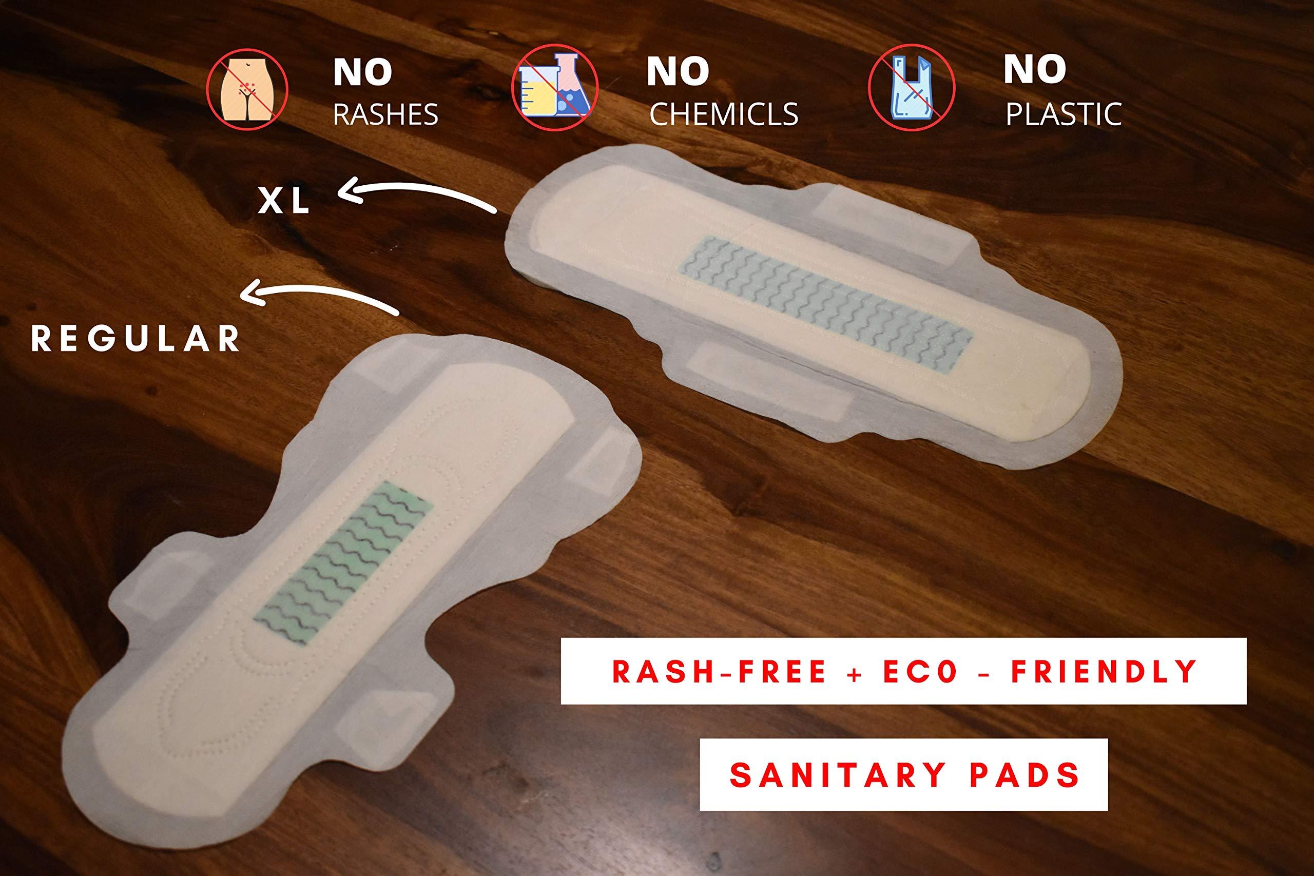 Queen's Box 100% ORGANIC Cotton Rash-Free Sanitary Pads Pack of 8 Sanitary Pad (6 Xl / 2 Regular)