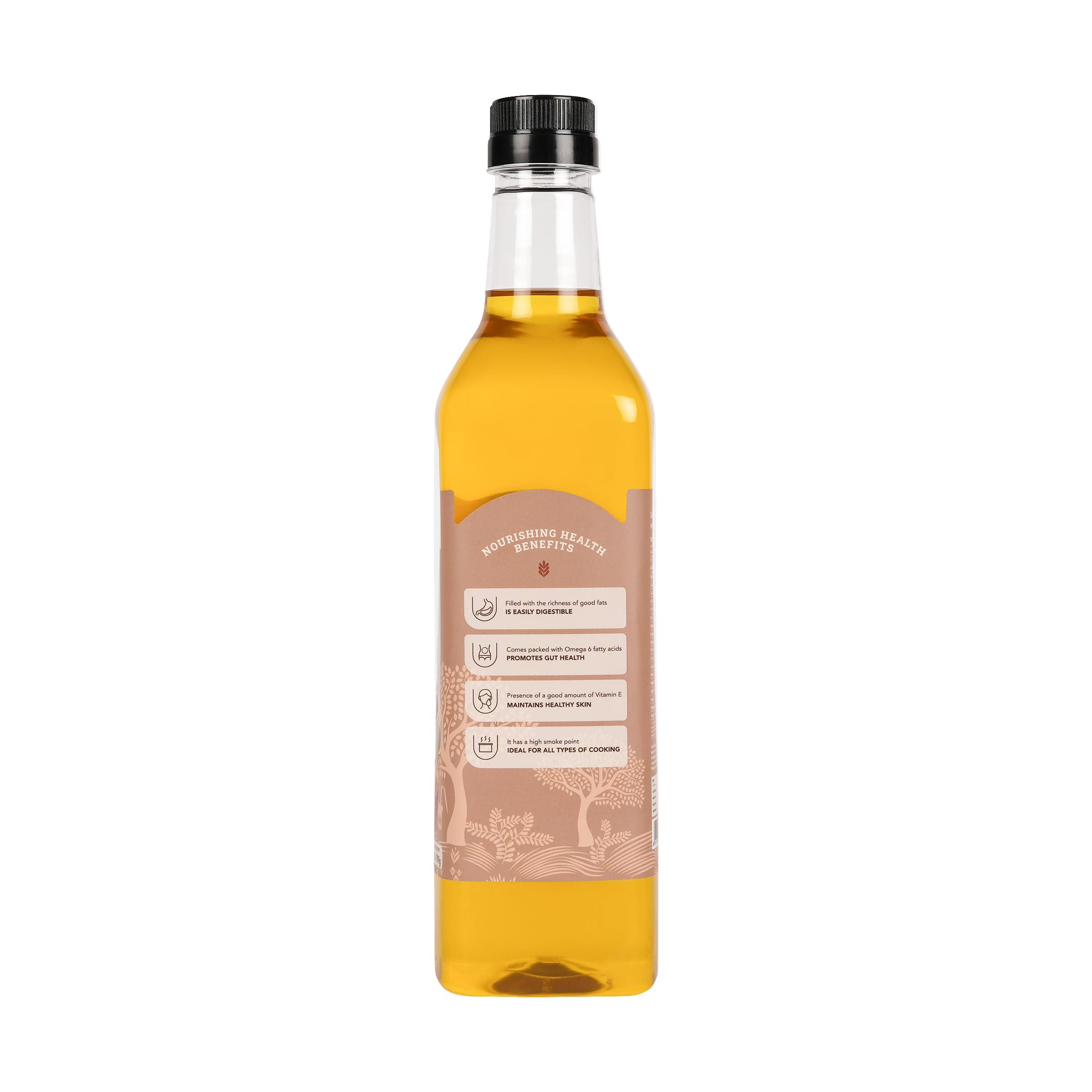 Anveshan Empowering farmers with technology Anveshan Wood Pressed Groundnut Peanuts Oil 1 Litre | Plastic Bottle | Kolhu/Kacchi Ghani/Chekku/Ganuga | Peanut Oil | Natural | Chemical-Free | Cold Pressed Groundnut Oil for Cooking