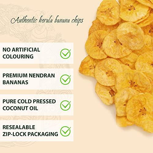 generic Seasoned Snacks Authentic Kerala Banana Chips | Pack of 2 | Premium Banana Chips fried in Cold Pressed Coconut oil | Zero Cholesterol | Zero Trans Fat | No Preservatives | 250g Each