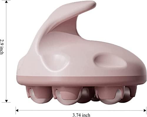 WE-CEF 2PCS Hand Held Massager Hand Massage Glove Massager for Muscle Back Neck Foot Shoulder Leg Pain Relief Massage Tool with Roller Ball Back Scratcher Back Massager Pink