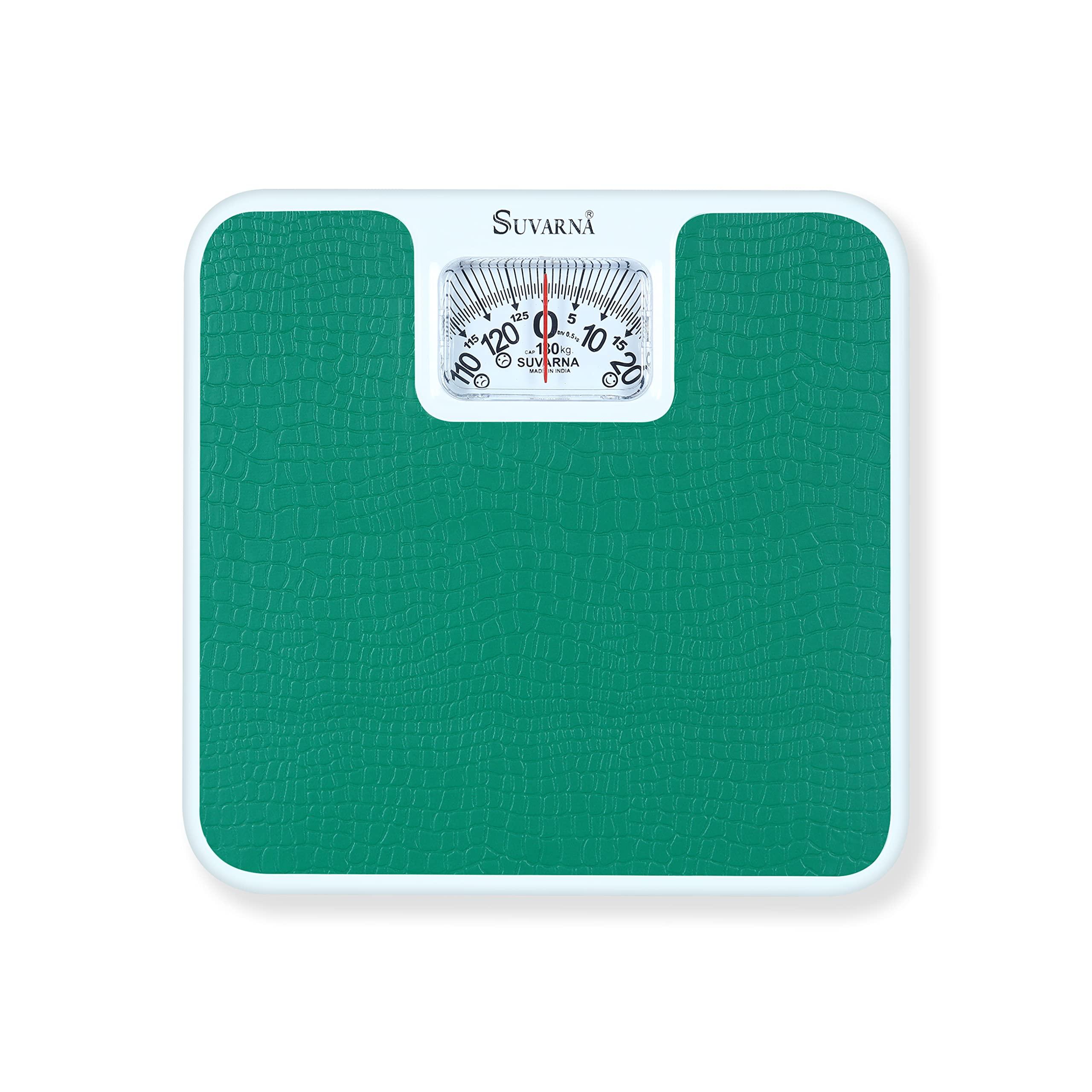 Suvarna SUVARNA Body Weight Machine - Analog Mechinical Body Weight Scale | Anti Skid Fitness Weighing Scale| 150 KG Limit | 1 Year Warranty | Model 9011-150 Elegant - Sea Green